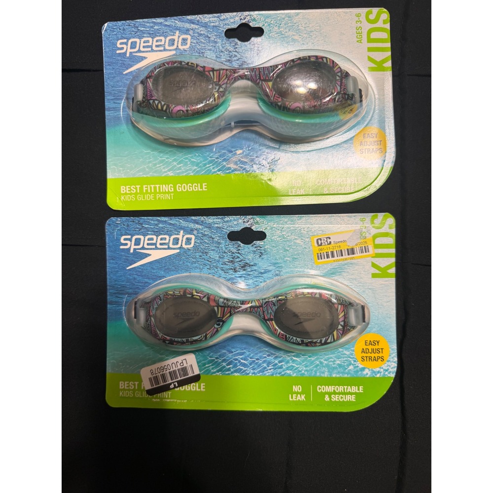 Speedo Kids Glide Print Swimming Goggles 2 Pack Ages 3-6 Anti-Fog UV Protection